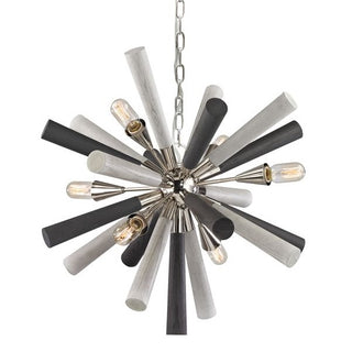 SPUTNIK1 6 Light Pendant In Wood And Polished Chrome, From CLA Lighting - Davoluce Lighting