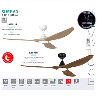 Eglo 20550217 SURF 60'' DC ceiling fan with LED light from Davoluce Lighting