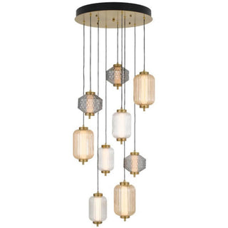 TELBIX Torso 9 Light Pendant - Brass. Pendant lights for void, multi drop pendants for stairs, staircase pendant lights Melbourne. Large pendants for entry stairways Sydney