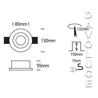 1-light 10105GT2 plaster round trimless gypsum downlight. Davoluce Lighting