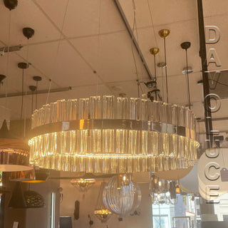 UP-ELISSE-600. Ellise 60cm LED Crystal Pendant. Modern crystal LED pendants for living rooms. Modern glass pendant lights for dining rooms, Pendant lights Sydney, Melbourne, Brisbane. Australia wide delivery by Davoluce Lighting