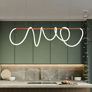 SQUIGGLE PENDANT Ideal pendant light for above the tables or kitchen benches. LED linear pendant light fixtures Australia. Davoluce Lighting