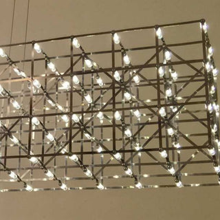 Modern chandelier with geometric design on a white background