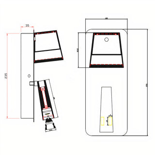 Pair of Serena LED Wall Lights mounted in hallway above bench seat – black and brass finish