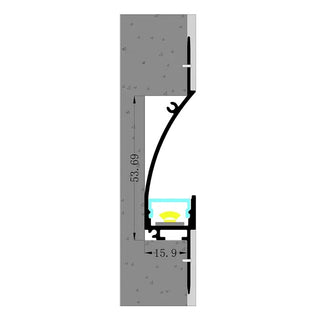 VCB025 Plasterboard Wall Washer Aluminium Profile with Diffuser