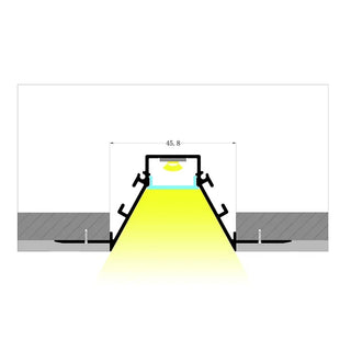 VCB047 Plasterboard Deep Recessed Aluminium Profile with Diffuser. Gyprock Aluminum profiles for LED strips. Linear Plasterboard aluminium extrusions. Trim less gyprock LED profiles Australia