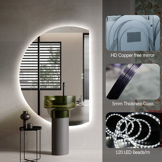 130x91cm Half Right Cut Frameless LED Mirror