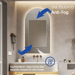 90x50cm Arched Frameless LED Mirror