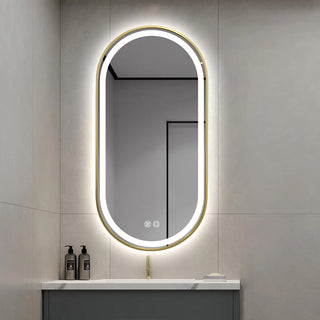 130x70cm Oval Gold Framed LED Mirror