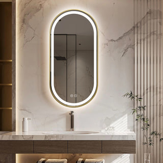 130x70cm Oval Gold Framed LED Mirror