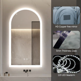 90x50cm Arched Frameless Frosted LED Mirror