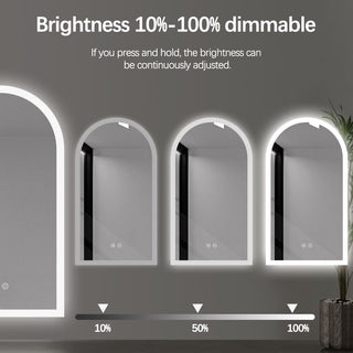 90x50cm Arched Frameless Frosted LED Mirror