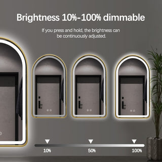 130x70cm Arched Gold Framed LED Mirror