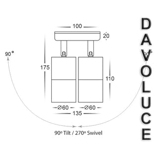 Havit HV1317MR16T - Tivah Solid Copper 2 x 12v 5W TRI Colour Double Adjustable Wall Pillar Light from Davoluce