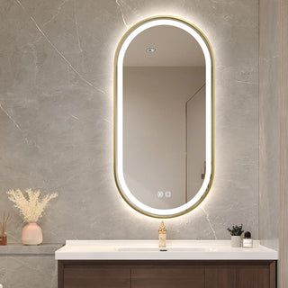 130x70cm Oval Gold Framed LED Mirror