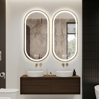 130x70cm Oval Gold Framed LED Mirror