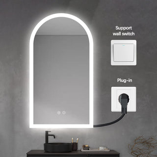 90x50cm Arched Frameless Frosted LED Mirror