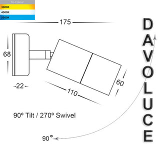 Havit HV1257GU10T - Tivah Solid Brass TRI Colour Single Adjustable Wall Pillar Lights from Davoluce