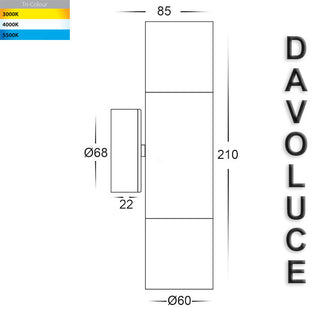 Havit HV1055T - Tivah Solid Brass TRI Colour Up & Down Wall Pillar Lights from Davoluce