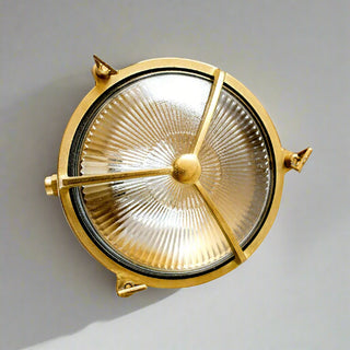 Maritime Outdoor Wall Bunker Light Solid Brass