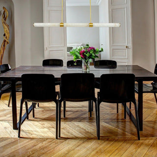 Panish 150cm Round Alabaster Marble Linear LED Pendant – Satin Brass or Black