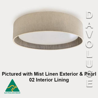 Contessa Perla Custom Made Ceiling Light - AUSTRALIAN MADE Ceiling lights. Custom made to order fabric drum oyster lights. Decorative ceiling lights Suitable for Aged living spaces. DALI compatible custom made lights for aged care applications.