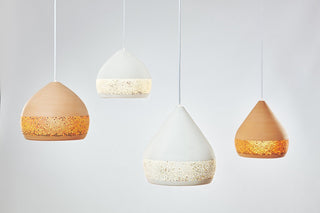 Sponge Oh Spanish handmade pendant lights, clay pendant lights By Pott from Davoluce Lighting. Terracotta pendant lights on display at Davoluce Lighting Showroom in Melbourne. Designed and made in Spain by Miguel Ángel García Belmonte.