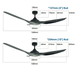 Raven 52'' DC Ceiling Fans