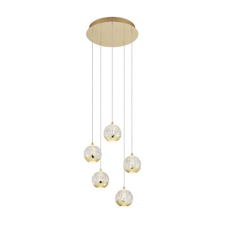 TELBIX SEGOVIA PE5-GD SEGOVIA 5 LIGHT PENDANT GOLD from $439.00. Best multi drop pendant lights for staircase Australia. lighting for high ceiling staircase