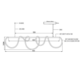 Close-up of flexible LED tubing on Squiggle Pendant
