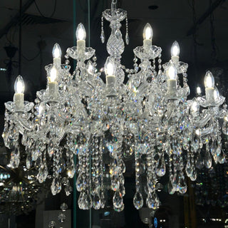 Zurich 18 light crystal chandelier in chrome – showroom photo