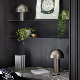 Mayfield Ore Table Lamp Brushed Nickel In Living Room Setting