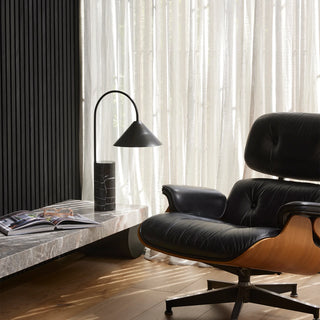 Mayfield Arcus Black Table Lamp Black Marble Cylinder Base – Detail View – Davoluce Lighting