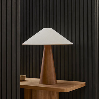 Mayfield Pyra timber and linen table lamp interior styling – Raw Elements Collection