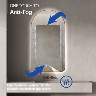 130x70cm Arched Gold Bevel Frame Backlit LED Mirror