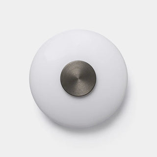 UFO Wall Lamp – frosted glass and brushed nickel finish, front view