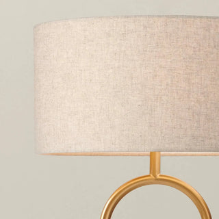 Mayfield Banks Table Lamp - 1383 -Table lamp in satin brass & white marble with a 35cm shade in flax.