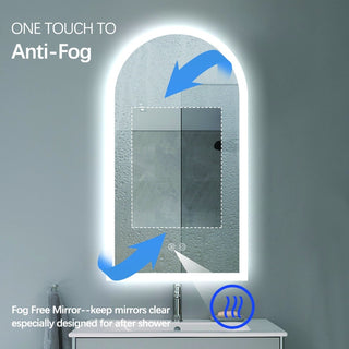 90x50cm Arched Frameless Frosted LED Mirror