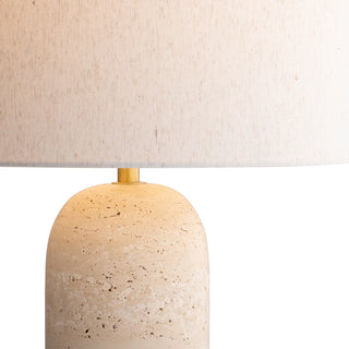 Mayfield Soren Travertine Table Lamp with Brass & Linen Shade