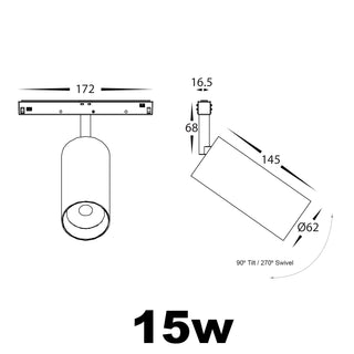 48V DC Magnetic Track Spotlight – 6W / 10W / 15W