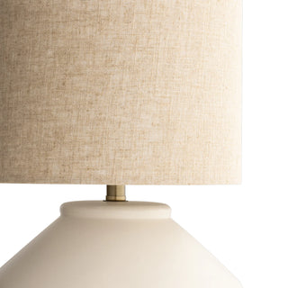 Mayfield Mesa Table Lamp White Ceramic Base and Linen Shade Detail