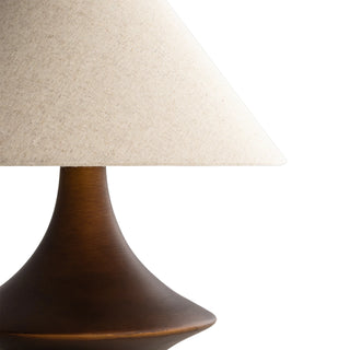 Mayfield Vella Bronze Table Lamp ceramic sculptural base aged bronze finish linen shade detail Davoluce Lighting Melbourne