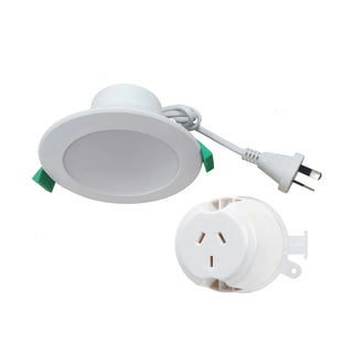 White light fixture with cord and socket on a white background