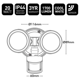 Stinger LED Twin Security Floodlight With Sensor