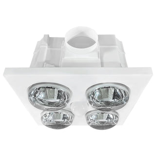 Magma bathroom heater with four infrared heat lamps and integrated LED lighting