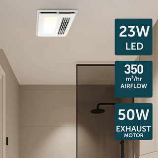 Top view of Brilliant White Nevada bathroom exhaust and heater unit