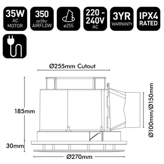 Talon Promax exhaust fan technical dimensions diagram