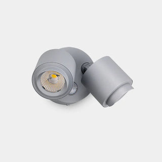 Felix double LED flood light with motion sensor in silver finish, IP65 adjustable outdoor wall light