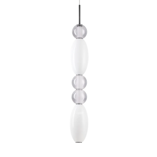 Ideal Lux Lumiere 3 pendant light with vertical white blown glass and transparent grey spheres