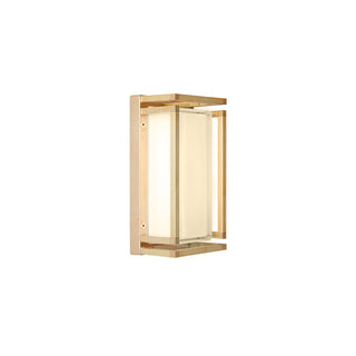 Moretti Luce 3414 | Ice Cubic Rectangular 13w LED Wall Light. Italian Made Solid Brass Exterior wall lights. Available in Aged Brass, Nickeled Brass and Natural Brass finishes